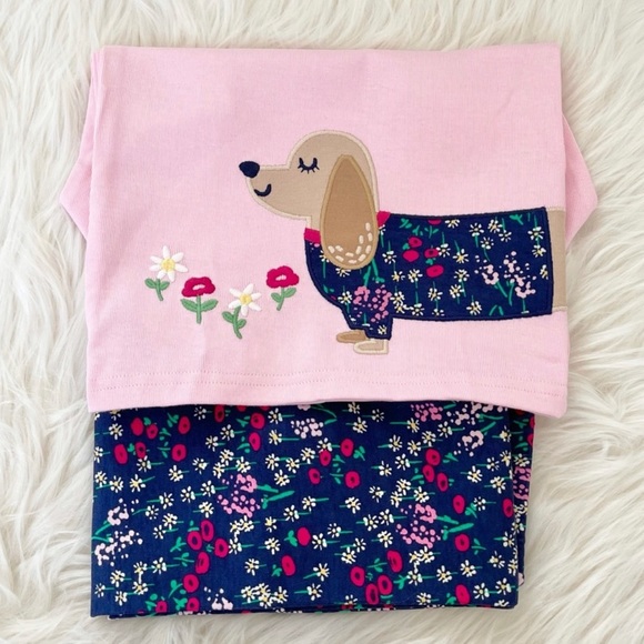 Gymboree Girls 2 Pajama Set Black/Pink Polka Dot Panda/Dog & Flowers NWT Size 4 - Picture 14 of 15